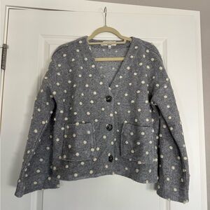 Madewell Gray Polka Dot Cardigan